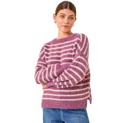 Roman Fluffy Yarn Jumper for Women UK Ladies Thick Sweater Warm Cosy Chunky Knitted Pullover Winter Furry Casual Smart Textured Everyday Cuddly Soft Knitwear - Purple Ivory - Size 16