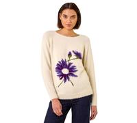 Roman Fluffy Yarn Jumper for Women UK Ladies Thick Sweater Warm Cosy Chunky Knitted Pullover Winter Furry Casual Smart Textured Everyday Cuddly Soft Knitwear - Natural - Size 12