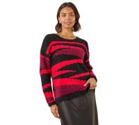 Roman Fluffy Yarn Jumper for Women UK Ladies Thick Sweater Warm Cosy Chunky Knitted Pullover Winter Furry Casual Smart Textured Everyday Cuddly Soft Knitwear - Black - Size 18