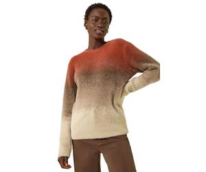 Roman Fluffy Yarn Jumper for Women UK Ladies Thick Sweater Warm Cosy Chunky Knitted Pullover Winter Furry Casual Smart Textured Everyday Cuddly Soft Knitwear - Brown - Size 12