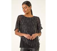 Roman Foil Dot Overlay Asymmetric Top In Black Black 10