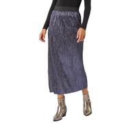 Roman Foil Plisse Pleated Pencil Skirt for Women UK - Ladies Autumn Everyday Winter Holiday Elasticated Waist Comfy Knee Length Soft Stretch Jersey Dinner Date Skirts - Midnight Blue - Size 18