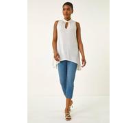 Roman Women's Foil Rose Twist Neck Top in Ivory | Size: 10 Roman Ivory 10