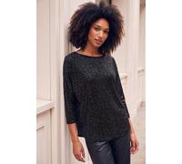 Roman Women's Foil Spot Print Velvet Top in Black | Size: 16