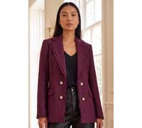 Roman Fray Mid Boucle Jacket In Burgundy Burgundy