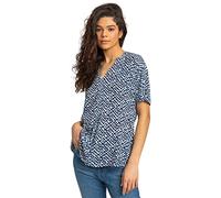 Roman Short Sleeve Shirt for Women UK Ladies Tunic Top Summer Blouse Casual Smat T-Shirt Spring Work Cocktail Party Going Out Special Occassion Holiday V-Neck - Navy - Size 10