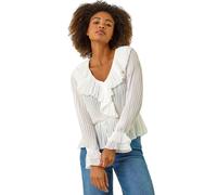 Roman Frill Pleated Peplum Blouse In Ivory Ivory 12