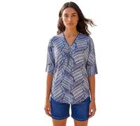 Roman Front Zip Top for Women UK Ladies Brushed Blouse Soft Jumper Smart Casual Work Winter Autumn Spring Warm Long 3/4 Short Sleeve V Neck Sweater T-Shirts - Wave Blue - Size 16