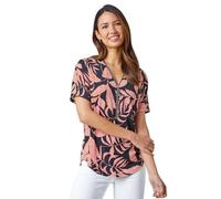 Roman Front Zip Top for Women UK Ladies Brushed Blouse Soft Jumper Smart Casual Work Winter Autumn Spring Warm Long 3/4 Short Sleeve V Neck Sweater T-Shirts - Pink - Size 12