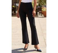 Roman Originals Bootleg Trouser for Women UK Ladies Bootcut Stretch Flared Bengaline Long Full Length Winter Pull-On Elasticated Waist Casual Smart Work Office Soft Flattering - Black - Size 14