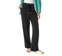 Roman Full Length Linen Trouser for Women UK - Ladies Spring Everyday Summer Holiday Elasticated Waist Comfy Drawstring Soft Relaxed Fit Bottoms Day Out Pants - Black - Size 20