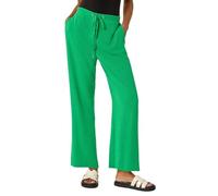 Roman Full Length Linen Trouser for Women UK - Ladies Spring Everyday Summer Holiday Elasticated Waist Comfy Drawstring Soft Relaxed Fit Bottoms Day Out Pants - Green - Size 12