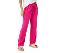Roman Full Length Linen Trouser for Women UK - Ladies Spring Everyday Summer Holiday Elasticated Waist Comfy Drawstring Soft Relaxed Fit Bottoms Day Out Pants - Pink - Size 18