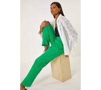 Roman Full Length Linen Trouser for Women UK - Ladies Spring Everyday Summer Holiday Elasticated Waist Comfy Drawstring Soft Relaxed Fit Bottoms Day Out Pants - Green - Size 18