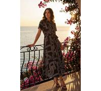 Roman Women's Geo Linear Print Shirt Midi Dress in Black | Size: 14 Roman Black 14
