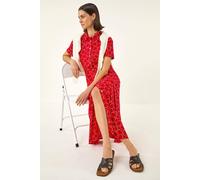 Roman Women's Geo Print Belted Shirt Dress in Red | Size: 20 Roman Red 20