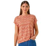 Roman Geo Print Bubble Hem Top In Orange Orange 12