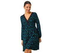 Roman Geo Print Button Detail Stretch Dress In Blue Blue 12