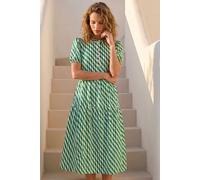 Roman Women's Geo Print Button Shirt Midi Dress in Green | Size: 18