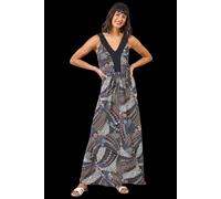 Roman Geo Print Contrast Band Maxi Dress In Natural Natural 16
