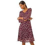 Roman Geo Print Lace Stretch Dress In Wine Wine 12