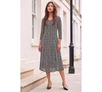 Roman Women's Geo Print Mesh Midi Dress in Black | Size: 18 Roman Black 18