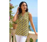 Roman Women's Geo Print Pleat Front Vest Top in Yellow | Size: 10 Roman Yellow 10