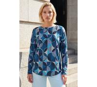 Roman Women's Geo Print Snit Top in Navy | Size: 12 Roman Navy 12