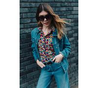 Roman Geo Print Stretch Top In Orange Orange 14