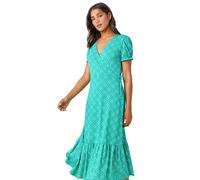 Roman Geo Print Stretch Wrap Midi Dress In Green Green 10