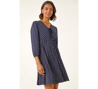 Roman Women's Geometric Bow Stretch Dress in Navy | Size: 12 Roman Navy 12
