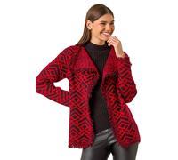 Roman Geometric Fringe Collared Cardigan Red 20