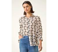 Roman Geometric Print Collared Shirt In Black Black 14
