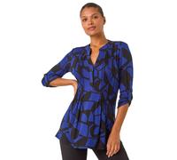 Roman Geometric Print Pintuck Shirt In Blue Blue 10