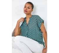 Roman Geometric Print Relaxed Shirt In Blue Blue 12