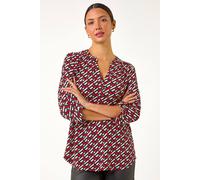 Roman Geometric Print Shirt In Red Red 14