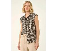 Roman Geometric Sleeveless Shirt In Black Black 12