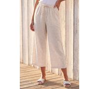 Roman Gingham Tie Waist Cropped Trouser In Beige Beige