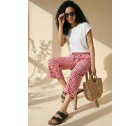 Roman Women's Gingham Tie Waist Cropped Trouser in Red | Size: 14 Roman Red 14