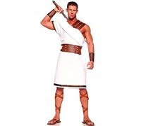 Roman Gladiator White Mens Fancy Dress Centurion Warrior Adult Costume Men's and women's couple costumes (male,M)