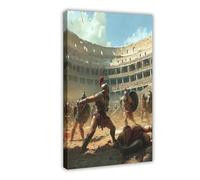 Roman Gladiators in The Colosseum Art Print Canvas Poster Bedroom Decor Landscape Decor Gift 08x12inch(20x30cm)