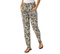 Roman Harem Trousers for Women UK Ladies Aladdin Ali Baba Jersey Stretch Pants Low Crotch Peg Pull On Office Casual Work Interview Tapered Narrow Boho Baggy Silky - Black - Size 18