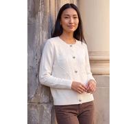 Roman Women's Heart Stitch Knit Cardigan Sweater in Ivory | Size: 14
