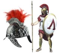 Roman Helmet - 23cm Ancient Gladiator Headwear, Gold Headpiece, Traditional Soldier Costume Prop, Crested Helmet | Authentic Battle Gear for Adults Festival, Performance, for Most Sizes