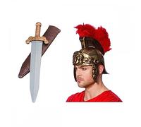 Roman Helmet with Feathers + Roman Sword with Scabbard : Adult Mens Womens Centurion Soldier Gladiator Fancy Dress Accessory Set