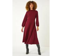 High Neck Fit & Flare Stretch Dress Roman Wine 18