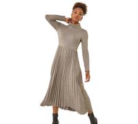 Roman High Neck Pleated Midi Dress In Grey Grey 10