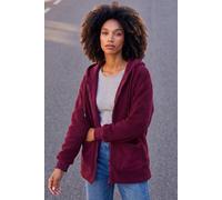 Roman Women's Hooded Borg Zip Through Jacket in Burgundy | Size: 10 Roman Burgundy 10