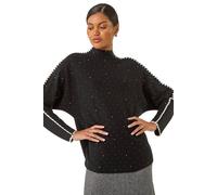 Roman Hotfix Blanket Stitch Knit Jumper In Black Black One Size