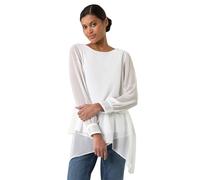 Roman Hotfix Detail Asymmetric Hem Top In Ivory Ivory 12